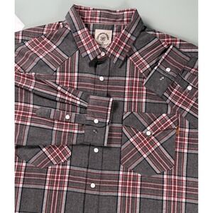 CUSTOMIZED VERSION Flannel Shirt Men's 2XL Gray Plaid Pearl Snap DadCore